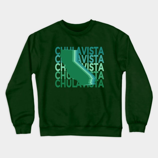 Chula Vista California Green Repeat Crewneck Sweatshirt by easytees